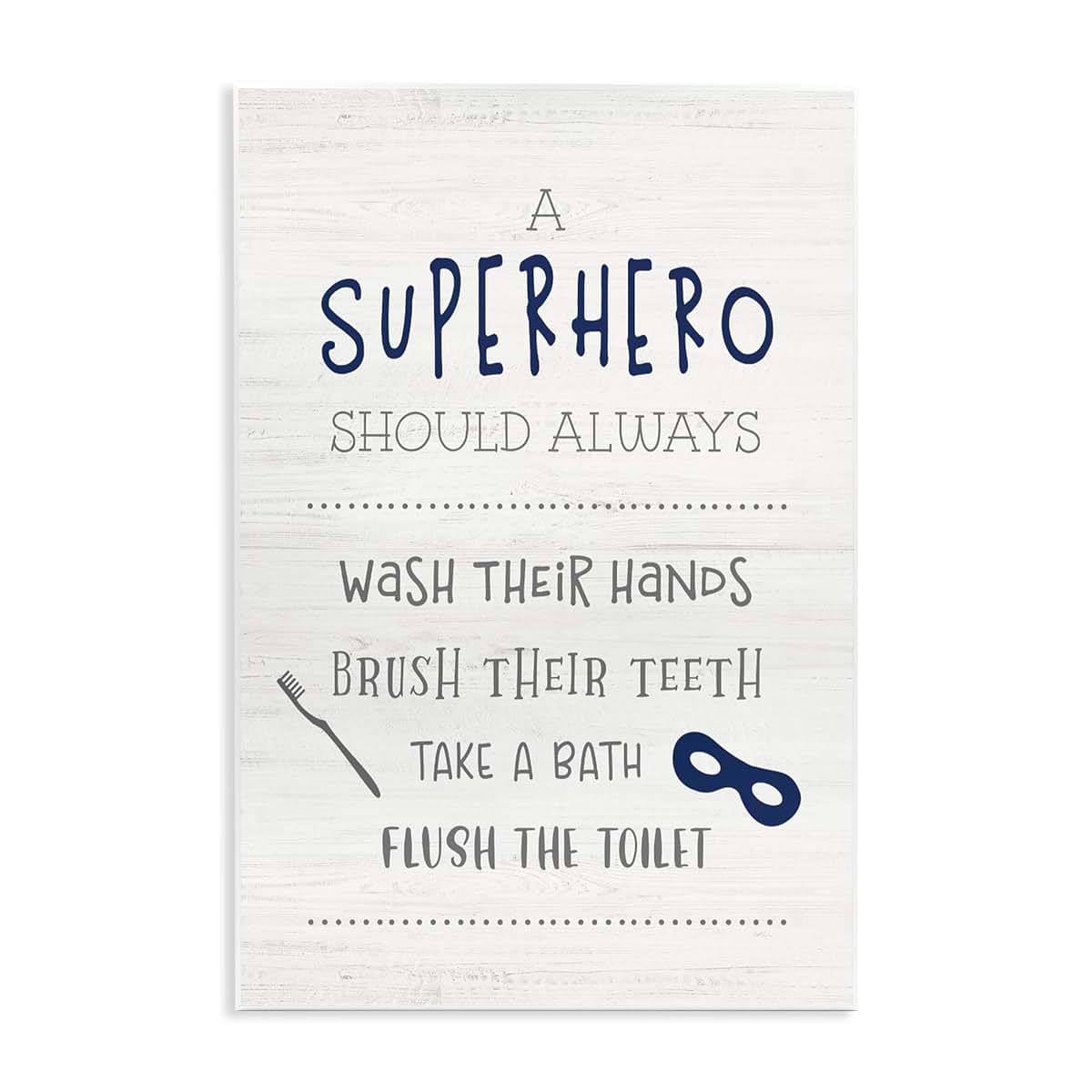 Stupell Industries Superhero Bathroom Rules Wall Plaque 13x19 Inch Ready to Hang