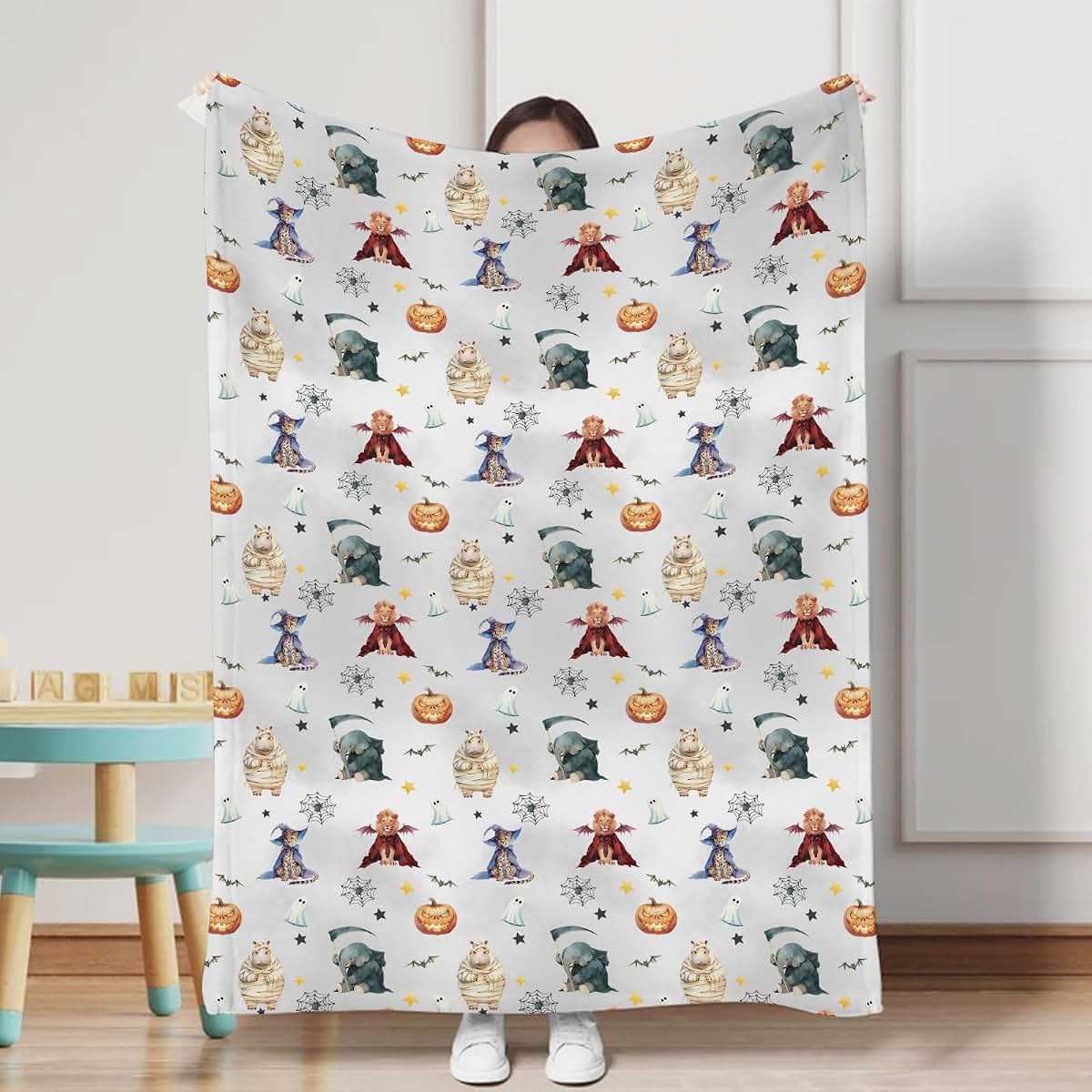 Spooky Afro Safari Animal Flannel Baby Blanket Receiving Swaddle