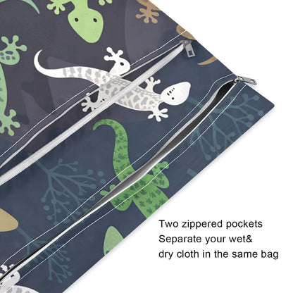 Kigai Lizard Wet Dry Bag Set for Baby Diaper and Travel Storage
