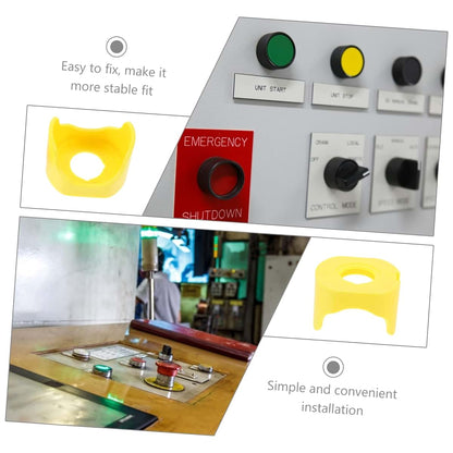 OKUMEYR Emergency Stop Button Cover, 10 Pack Yellow ABS Protective Cap, Turn to Release, Waterproof