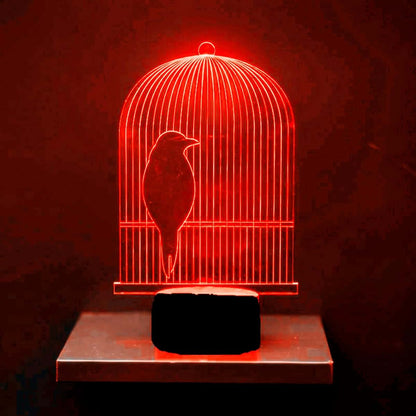 Jinnwell 3D Birdcage Night Light Lamp Illusion 7 Color Changing Touch Switch Table Desk Decoration Lamps Acrylic Flat (photo 4)