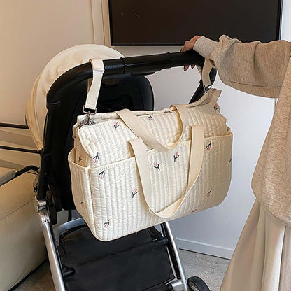 Xinsheinelry Stylish Large Capacity Diaper Bag with Delicate Embroidery for New Mom Portable Organiser for Travel and (photo 4)