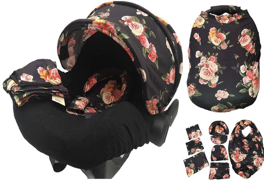 Rosy Kids 9pc Baby Boy Baby Girl Ultimate Set of Infant Car Seat Cover Canopy Headrest Blanket Hat Nursing Scarf, 30JY02