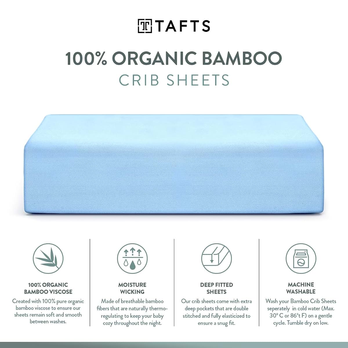 Tafts 100% Viscose Fitted Crib Sheets, Girls, Boys & Unisex, 8 Inch Deep Pocket, Standard Crib & Toddler Mattress