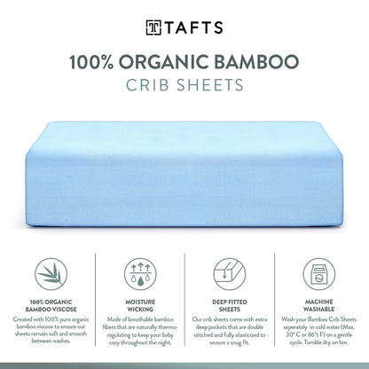 Tafts 100% Viscose Fitted Crib Sheets, Girls, Boys & Unisex, 8 Inch Deep Pocket, Standard Crib & Toddler Mattress