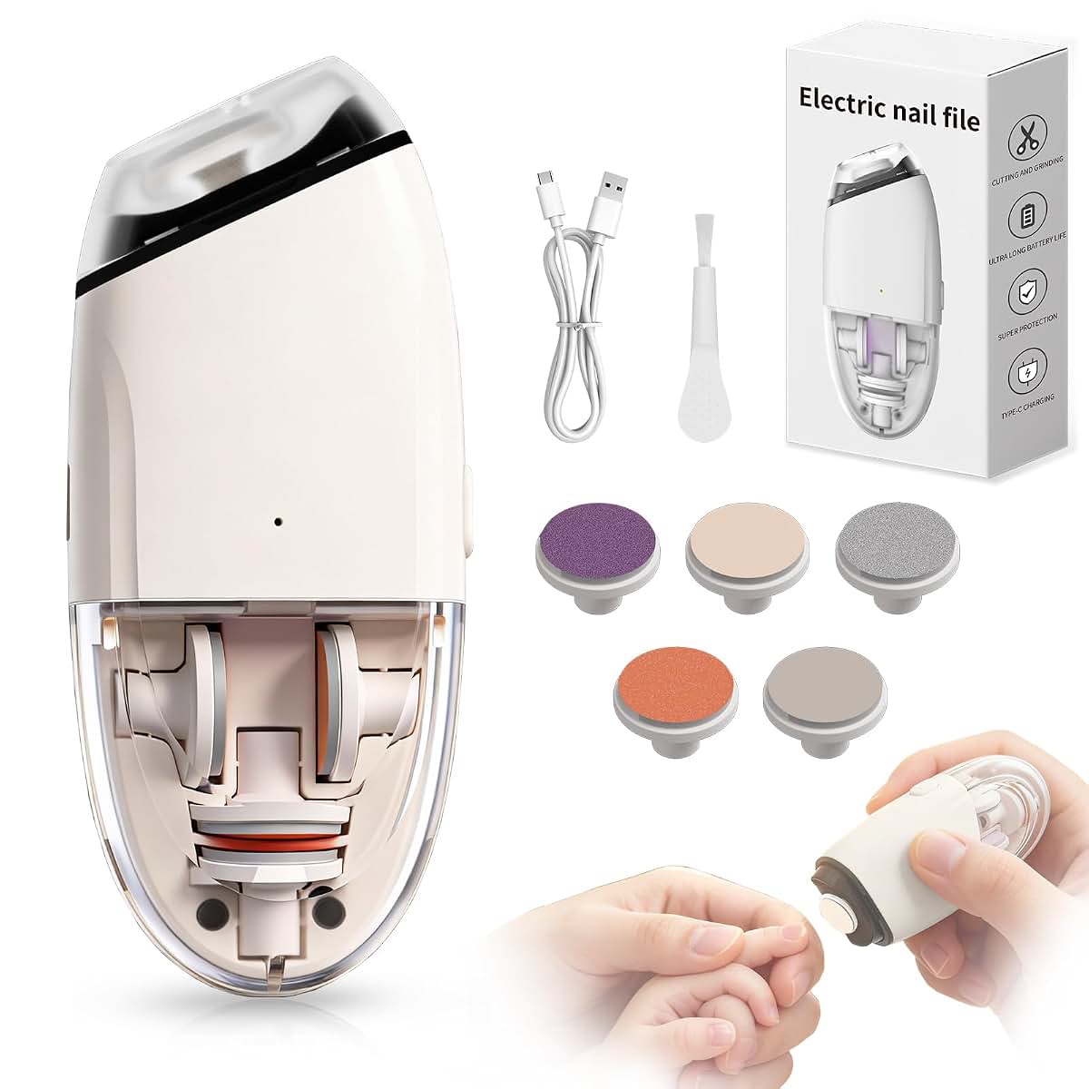 MIRAIWATIMO 2026 Upgrade Electric Nail Trimmer – 3 Speeds Baby Nail File Electric
