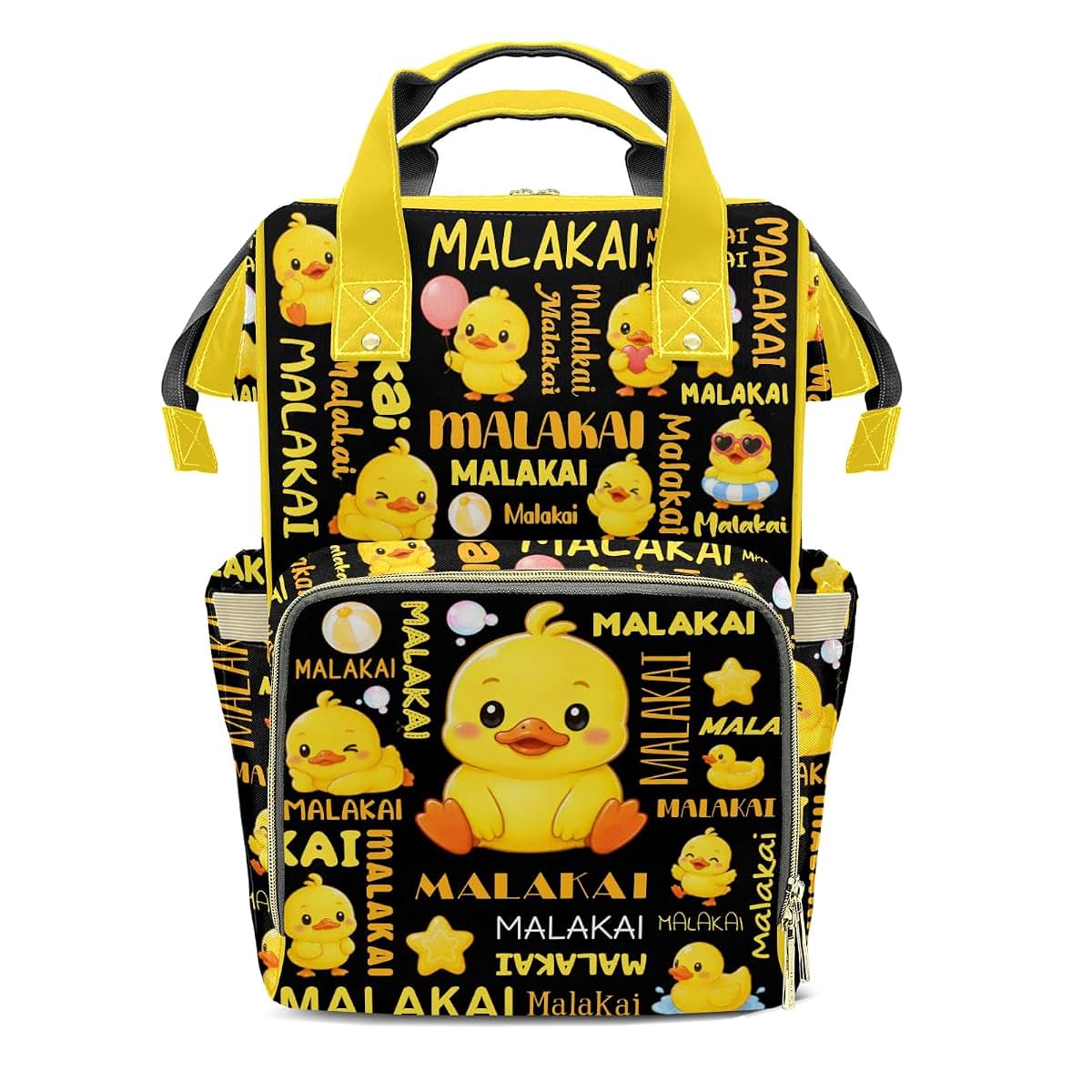 YallLocoMo Custom Name Diaper Bag Backpack Gift Duck Multifunction Travel Backpack Nappy Bag Daypack for Mom Dad Boy (photo 2)