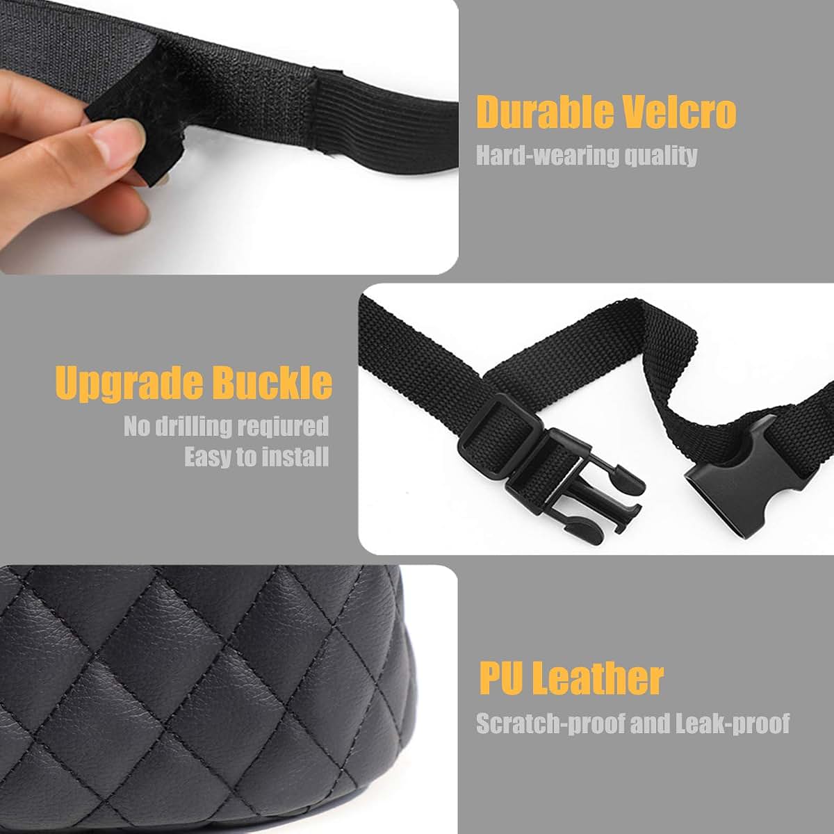 Guoord Car Seat Storage Bag Black PU Leather Caddy Organizer (photo 3)