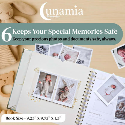 Lunamia Memories Baby Memory Book And Keepsake Journal In Green (photo 4)