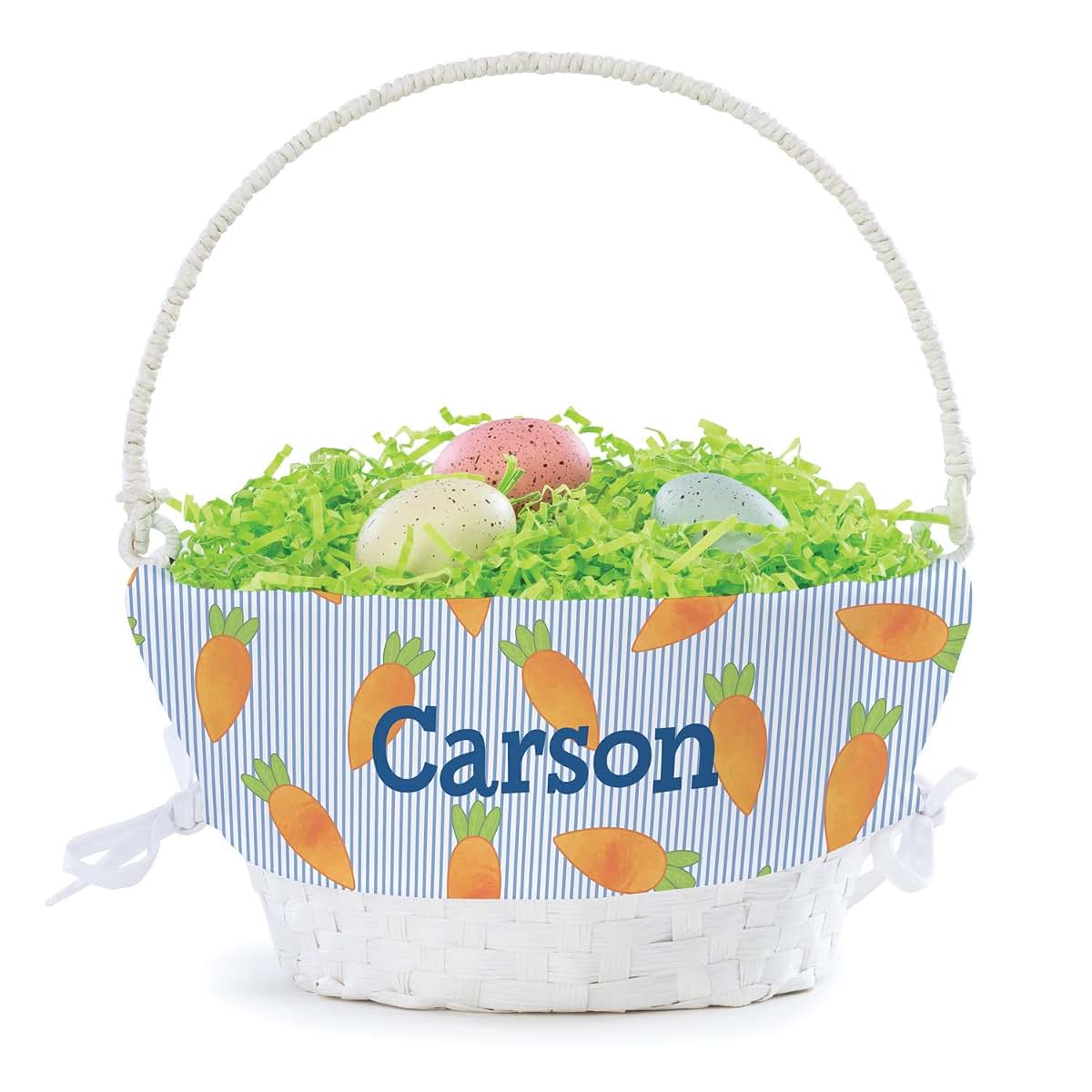Personalized Planet Personalized Easter Egg Basket for Boy with Handle and Custom Name | Carrot Easter Basket Liners