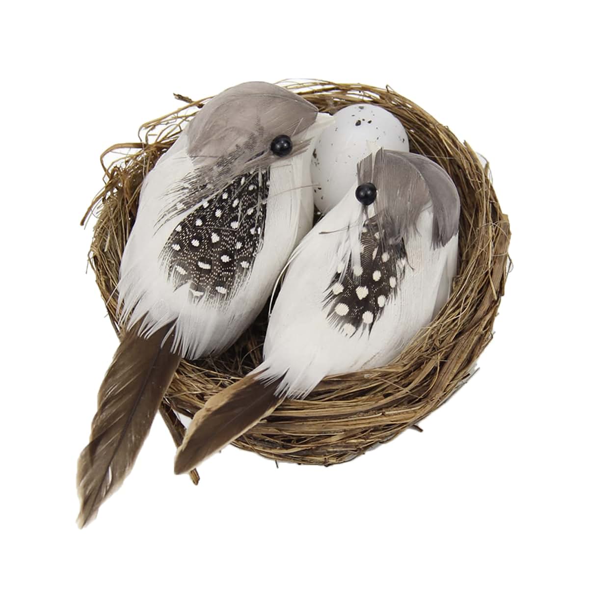 QERPON Artificial Birds and Bird Nest and Bird Set Miniature Ornament