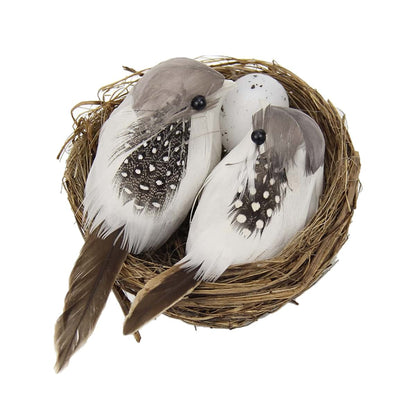 QERPON Artificial Birds and Bird Nest and Bird Set Miniature Ornament