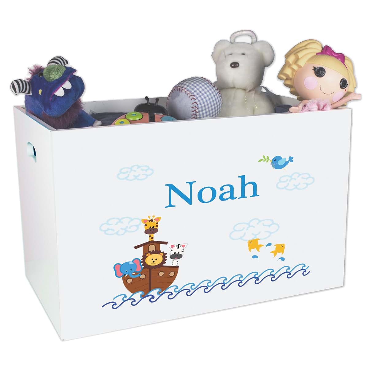 My Bambino Personalized Noahs Ark Toy Box Custom White Wooden Animals Bin