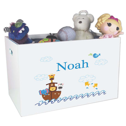 My Bambino Personalized Noahs Ark Toy Box Custom White Wooden Animals Bin