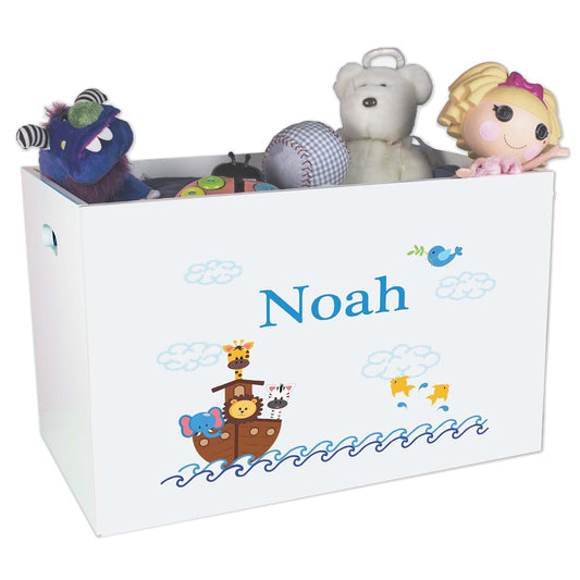 My Bambino Personalized Noahs Ark Toy Box Custom White Wooden Animals Bin