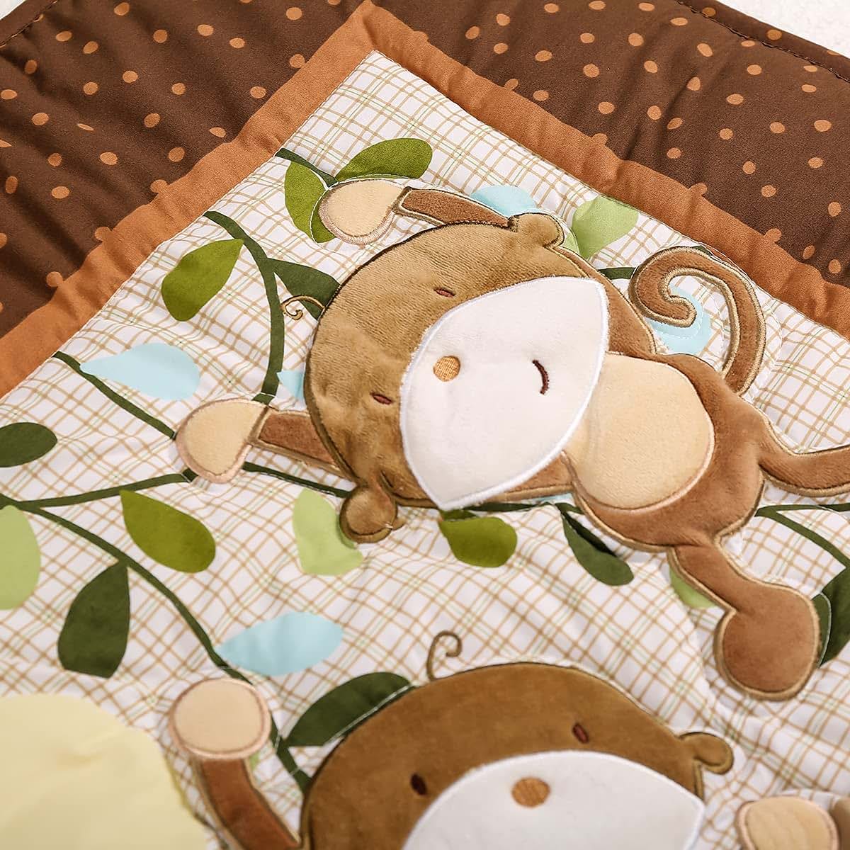Jahbaby 3-Piece Animal Nursery Crib Bedding Set With Lion, Monkey, Zebra, And Elephant Design (photo 3)