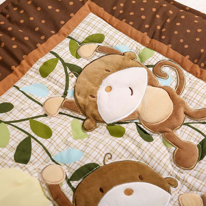 Jahbaby 3-Piece Animal Nursery Crib Bedding Set With Lion, Monkey, Zebra, And Elephant Design (photo 3)
