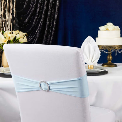 Juvale Light Blue Spandex Chair Sashes for Weddings and Parties