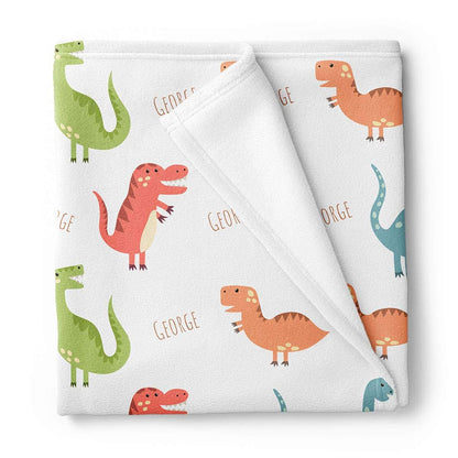 Lovable Gift Co Fleece Dinosaur Baby Blanket, Personalized with Baby Name