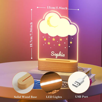 witfox Personalized Night Light - Cloud Acrylic Night Light,Personalized Gifts for Kids,Customize Name,Adjustable (photo 2)