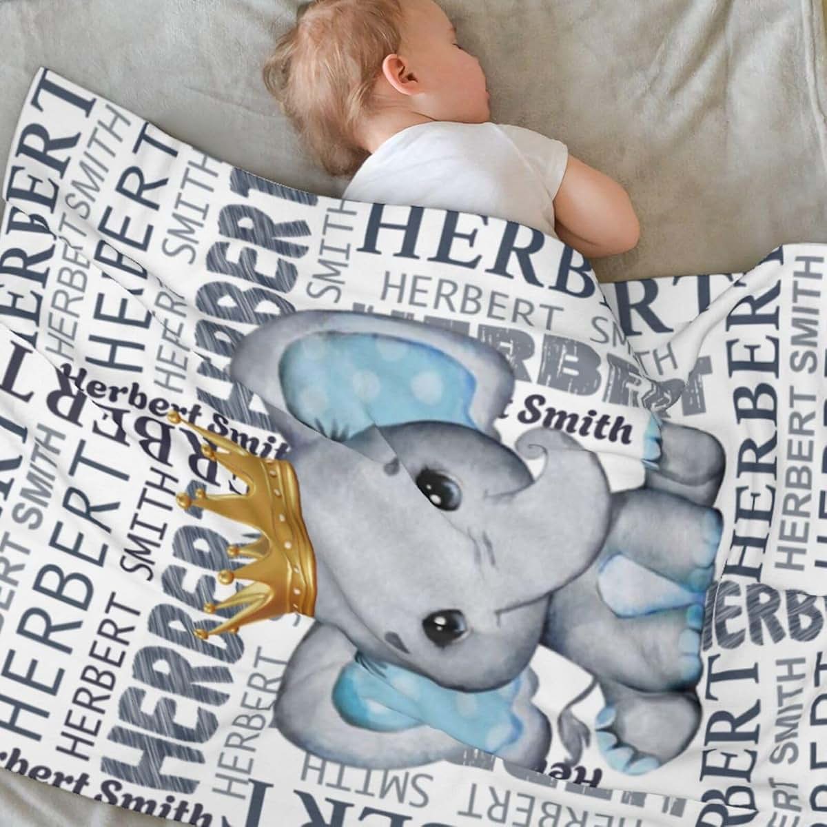 OFCCUSTOM Personalized Name Blankets Customized Baby Animal Blankets for Infant Toddler, Baby Gift Blanket for Birthday (photo 4)