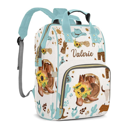 LiSoAkWE Sunflowers Cowboy Hat Boots Personalized Diaper Bag Nursing Baby Bags Nappy Bag with Name Casual Travel Nappy (photo 2)
