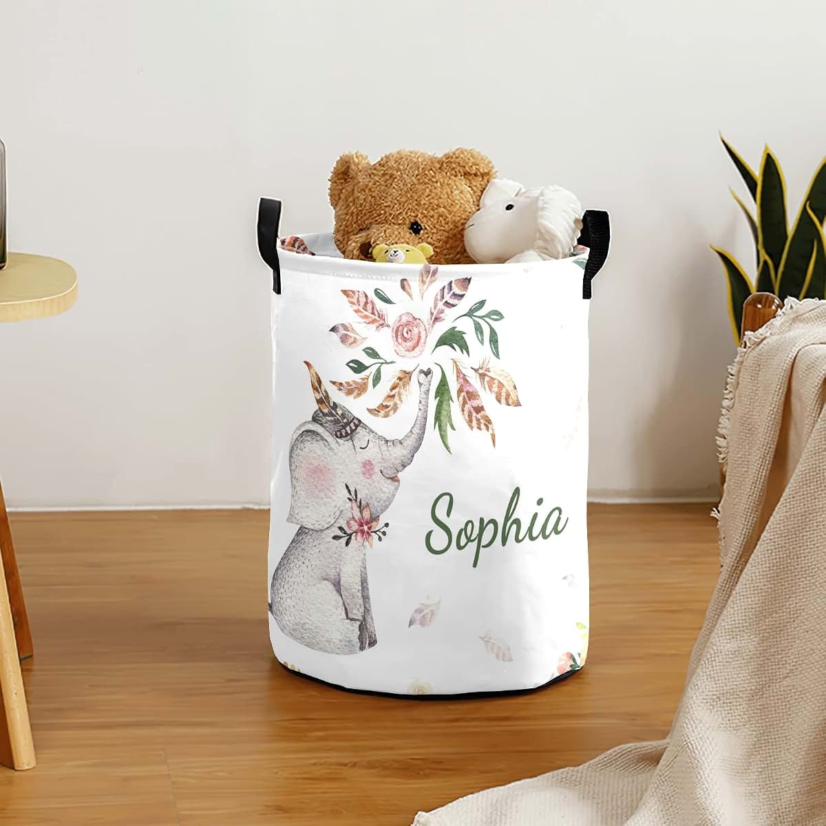 attentive Arts Personalized Collapsible Laundry Hamper with Name Pattern (photo 3)