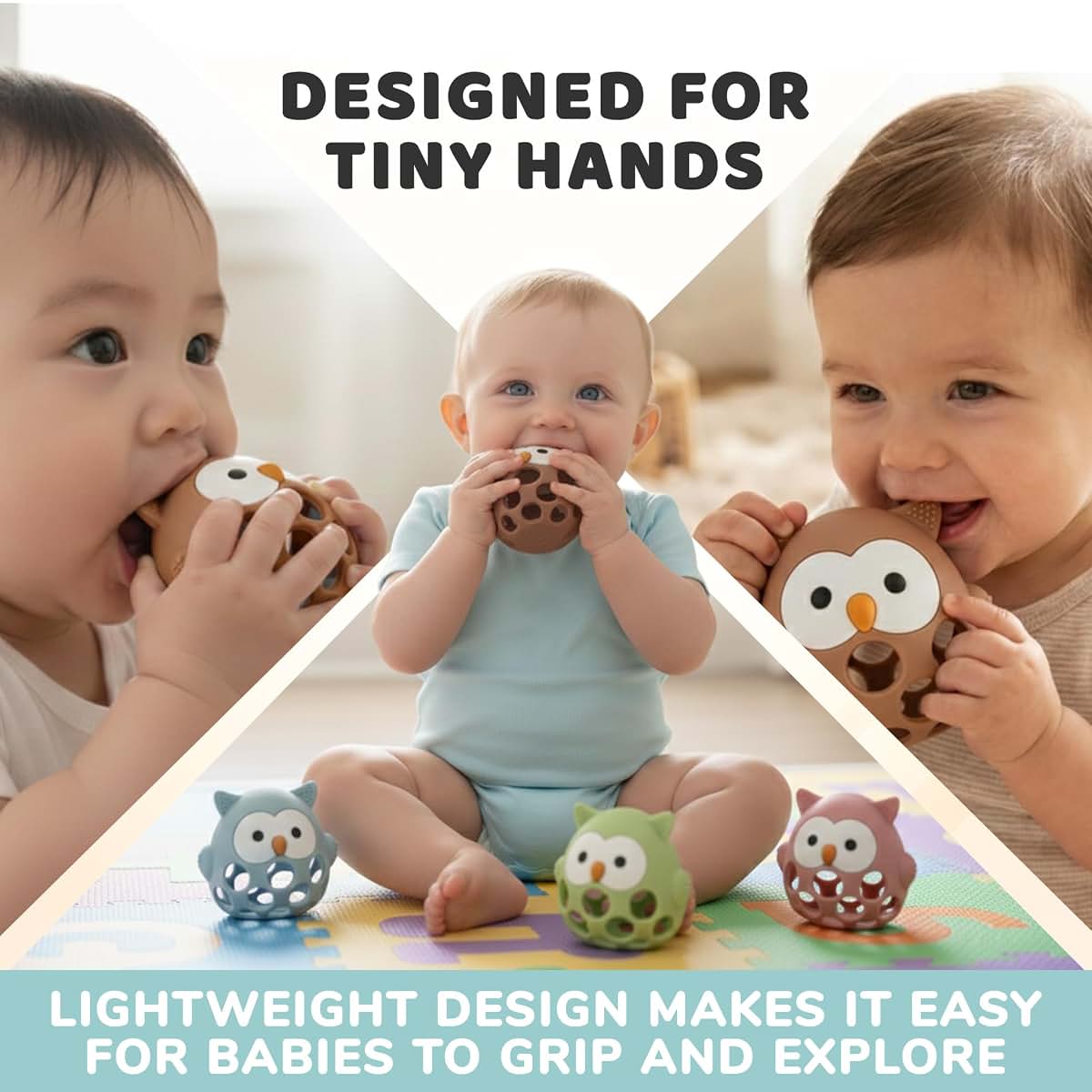 BABY'S WAY Baby’s Way Teething Toy – Owl Silicone Teether Toy for Babies 3–6 Months Toys for 6–12 Months – Baby