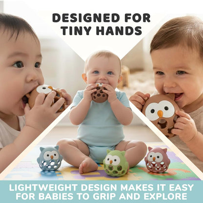 BABY'S WAY Baby’s Way Teething Toy – Owl Silicone Teether Toy for Babies 3–6 Months Toys for 6–12 Months – Baby