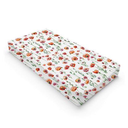 Hwmmbh Watercolor Poppy Floral Changing Pad Cover