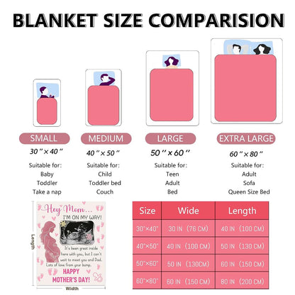 Frrahmen Personalized Baby Ultrasound Blanket - Custom Pregnancy Throw Blanket with Sonogram Photo New Mom Gift for (photo 2)