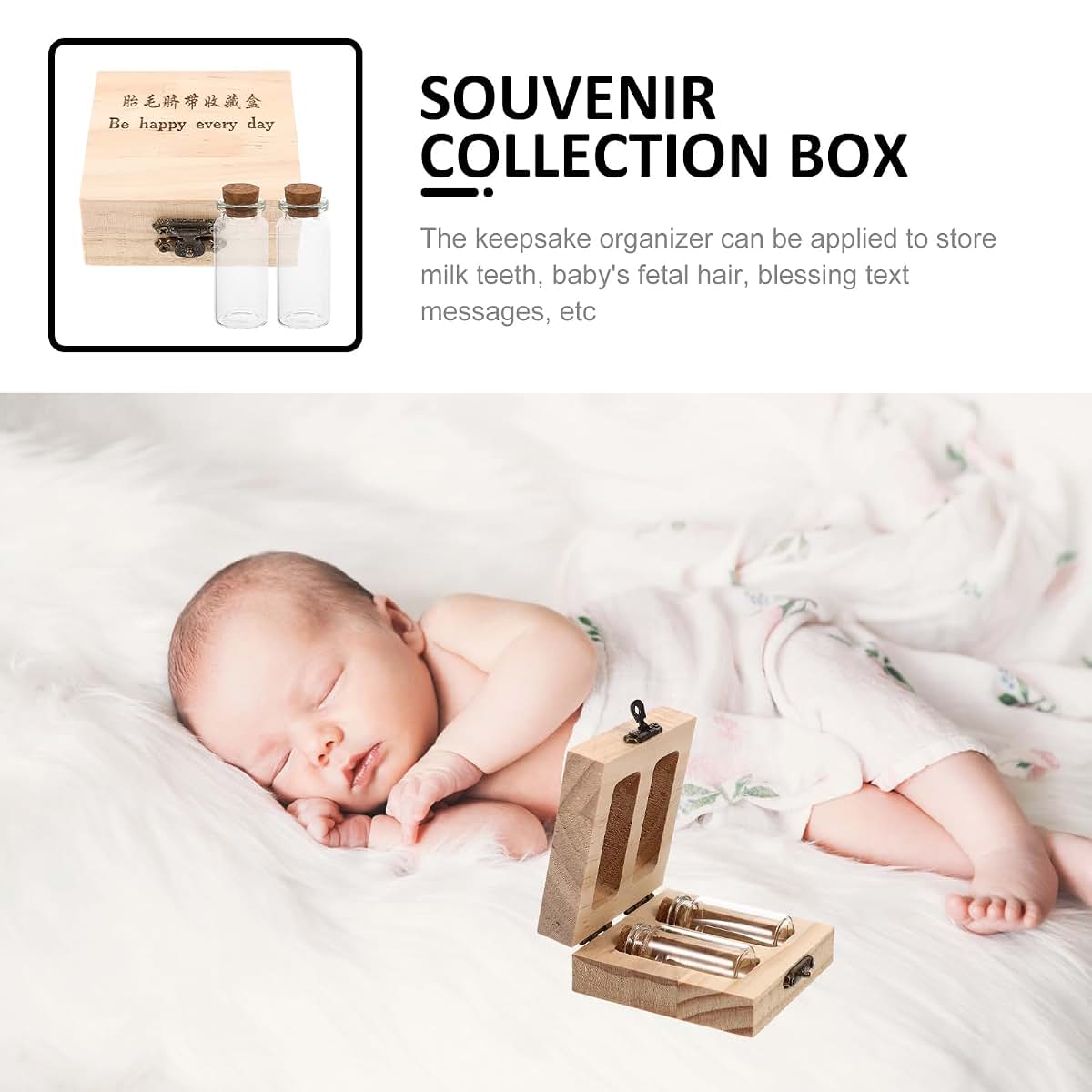 Healvian Keepsake Box for Umbilical Cord, Fetal Hair, and Baby Teeth