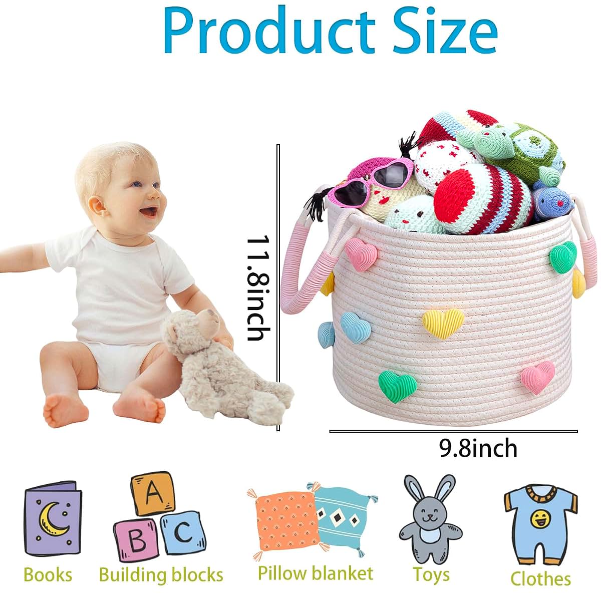 Kidenookk Large Cotton Rope Woven Storage Basket For Nursery And Home (photo 4)