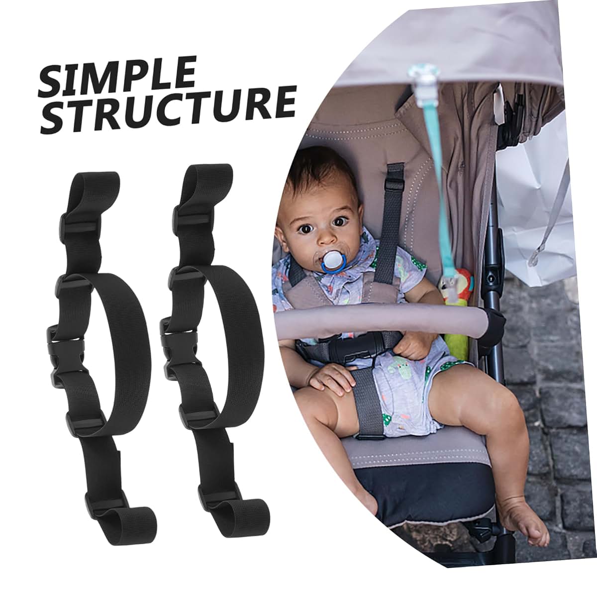 HANABASS 2 Pack Adjustable Polyester High Chair Stroller Straps for Baby (photo 3)