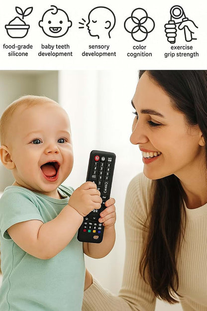 BabyOneStop Remote Control Teething Toy for Babies 6-12 Months, Silicone Chew Toy with Suction Base