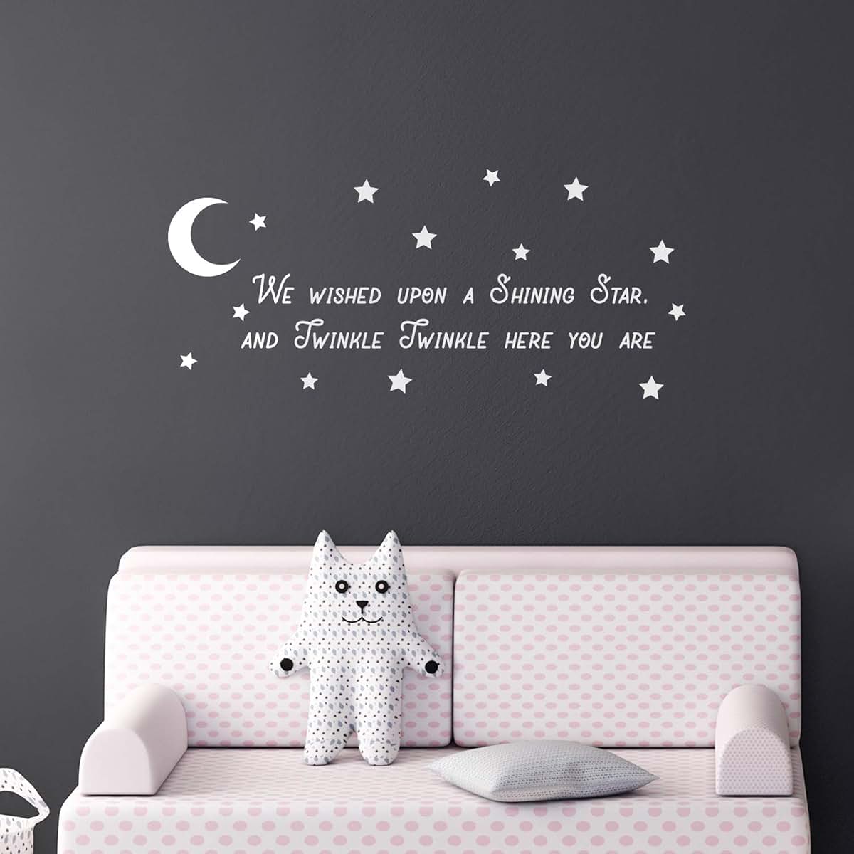 Vinyl Wall Art Decal - Moon And Stars Rhyme For Nursery Decor