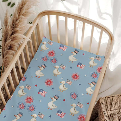 Wicbfdfv Cute American Independence Day Ducks Baby Crib Sheet