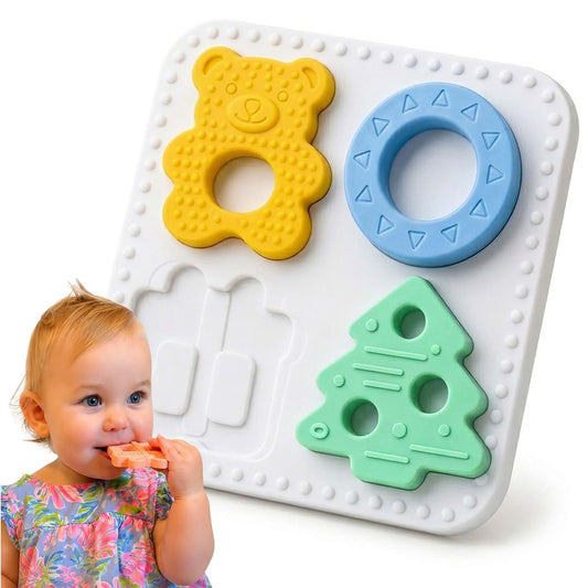 Babylul Baby Teether Puzzle – Silicone Teething Toy & Shape Matching Puzzle for Babies 5–18 Months, 2-in-1 Sensory