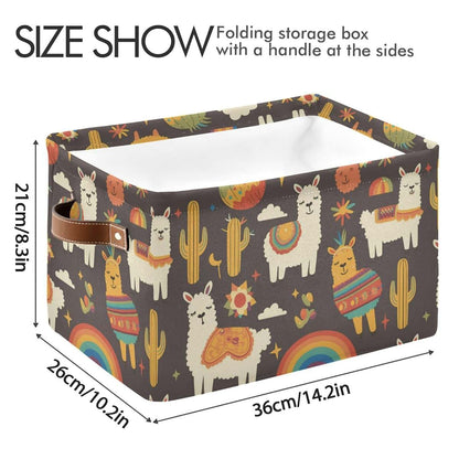 Wusikd Rainbows Cacti Fabric Storage Basket Set, Collapsible Organizer Bins