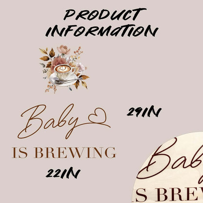 Upfrist Baby Is Brewing Wall Decal With Rose Gold Floral Accents