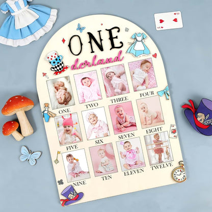 My First Year Photo Board 12 Month Wonderland Wood Board