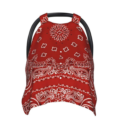 YonaJeik Red Bandana Pattern Baby Car Seat Canopy Cover Multi Use Shower Gift, Nursing Cover for Mom Nursing Covers (photo 2)