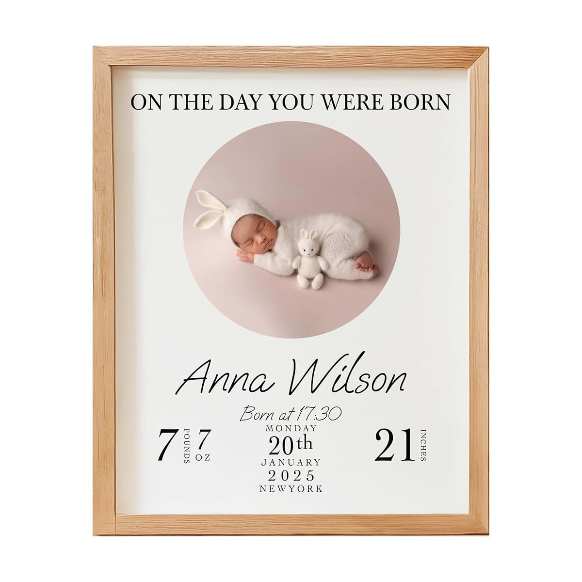 EmbroGlow Personalized Baby Picture Frame With Custom Birth Stats