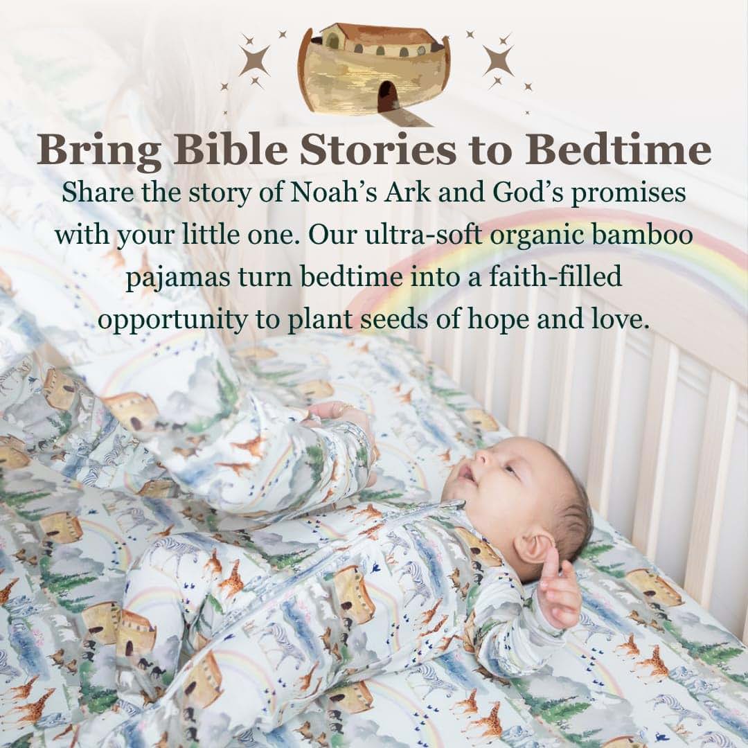 Tiny Revival Noah’s Ark Baby Blanket – Bamboo Receiving Blanket (photo 4)