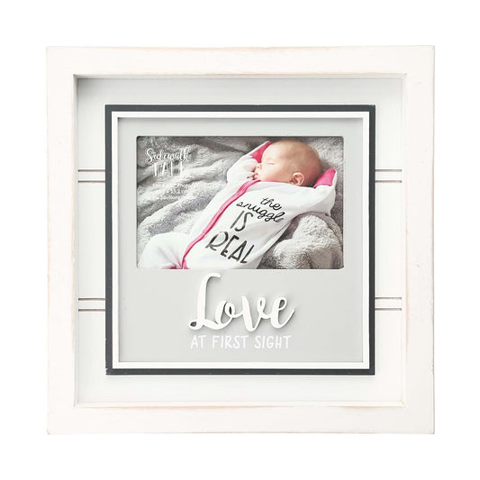 Pavilion Gift Company Pavilion - Love At First Sight - 10" Square Sign Plaque 6" x 4" Horizontal Photo Picture Frame
