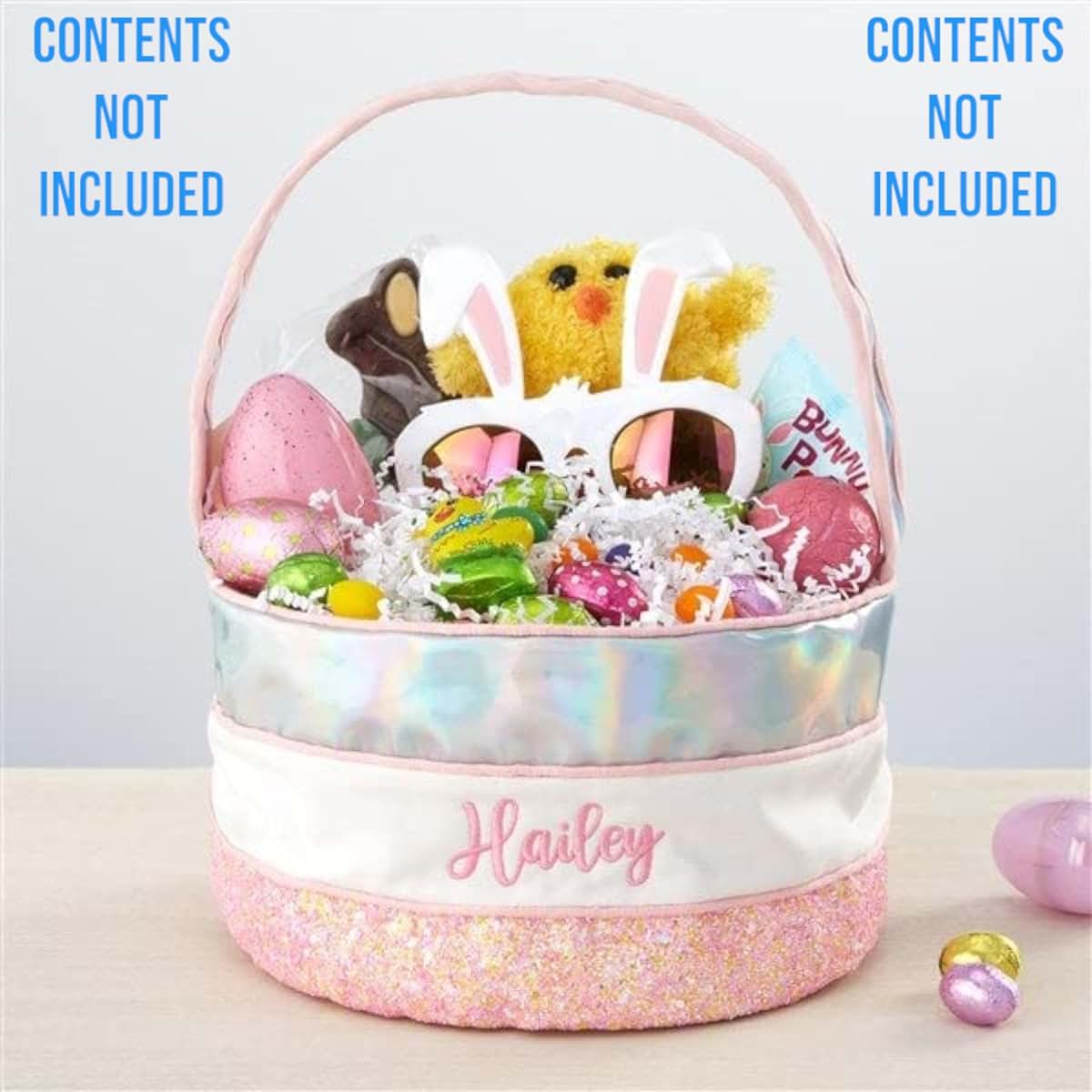 Personalization Universe Personalized Iridescent Pink Easter Basket – Custom Kids Easter Gift – Baby's First (photo 2)