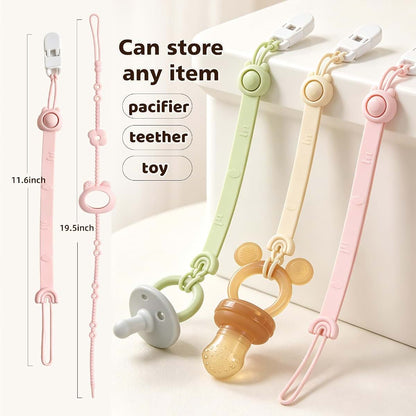 boniboo 4 Pack Baby Pacifier Clips,Adjustable Toy Straps for Stroller Accessories,100% Food Grade Silicone Pacifier (photo 3)