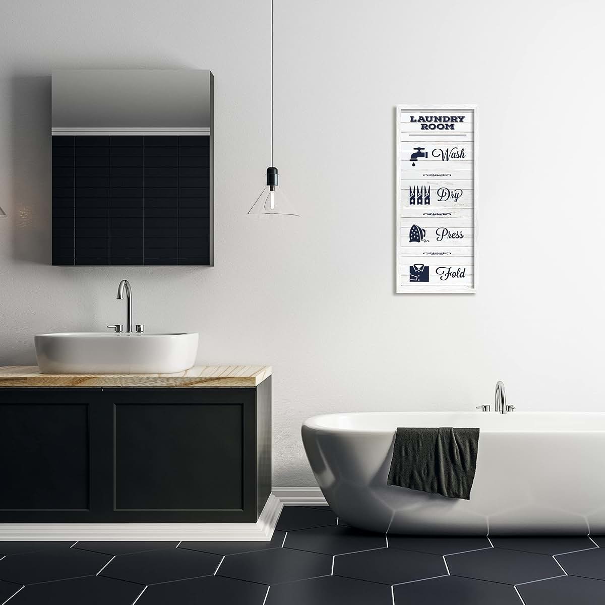 Stupell Industries Laundry Room Rustic Sign With Icons