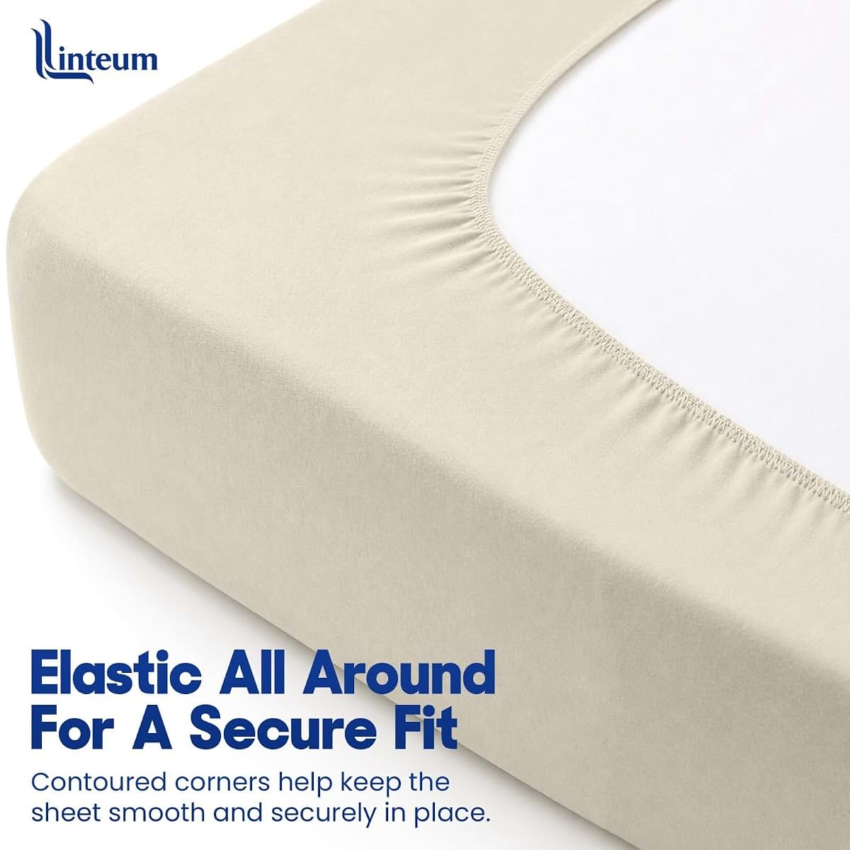 Linteum Textile Supply Jersey Knit Baby Crib Fitted Sheet, Beige (photo 3)