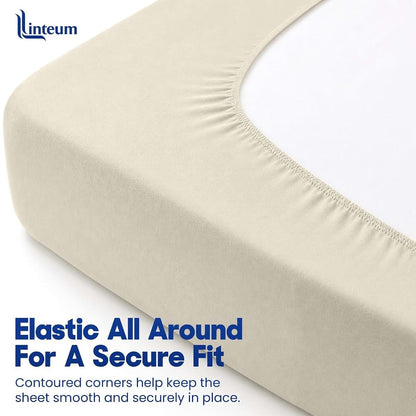 Linteum Textile Supply Jersey Knit Baby Crib Fitted Sheet, Beige (photo 3)